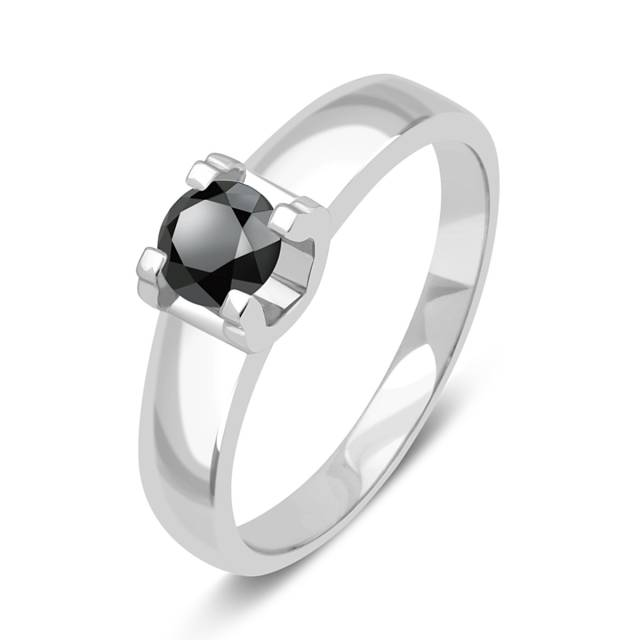 Помолвочное кольцо из белого золота с чёрным бриллиантом (048314)