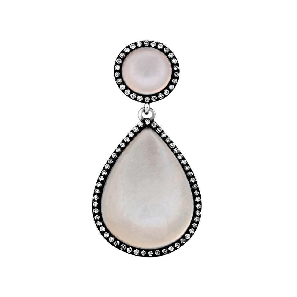 Кулон из белого золота с бриллиантами и топазами 