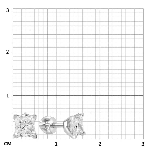 Серьги пусеты из белого золота с бриллиантами (047306)