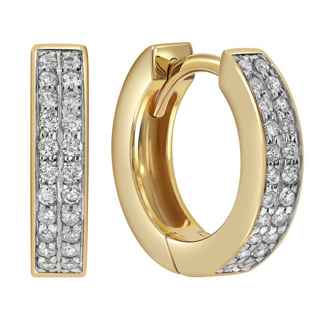 Серьги конго из жёлтого золота с бриллиантами (059908)