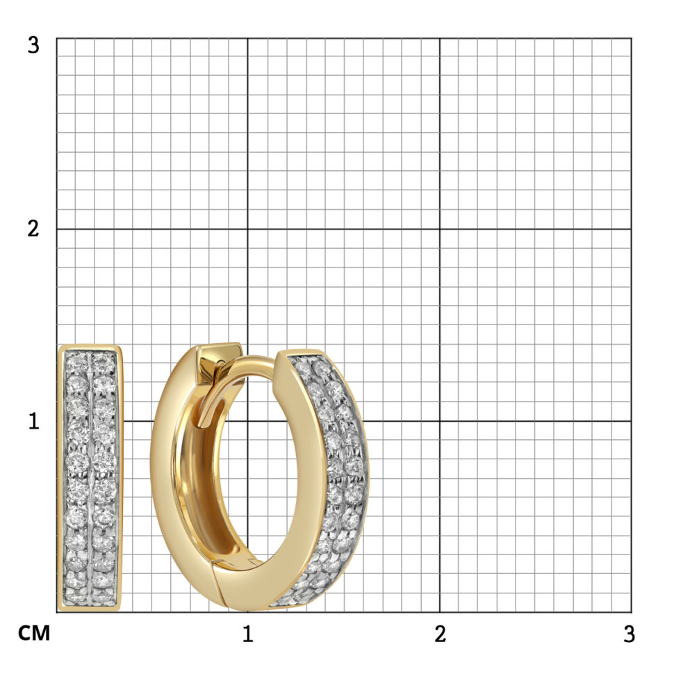 Серьги конго из жёлтого золота с бриллиантами (059908)