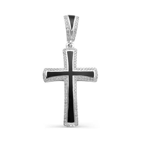 Подвеска крест из белого  золота с бриллиантами (031438)