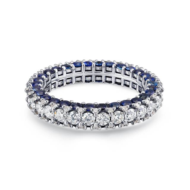 Кольцо из белого золота с бриллиантами и сапфирами (051550)