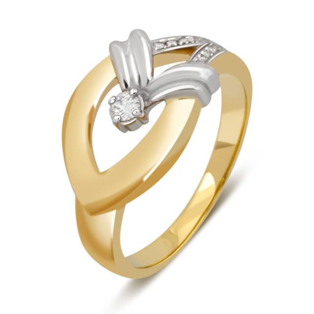 Кольцо из комбинированного золота с бриллиантами (039649)