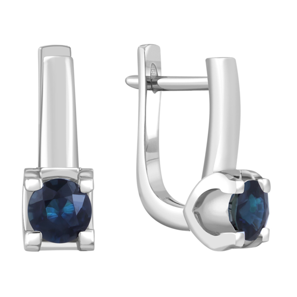 Серьги из платины с сапфирами (049583)