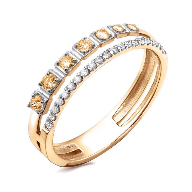 Кольцо из красного золота с бриллиантами (063007)