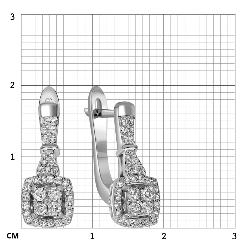 Серьги из белого золота с бриллиантами (059596)