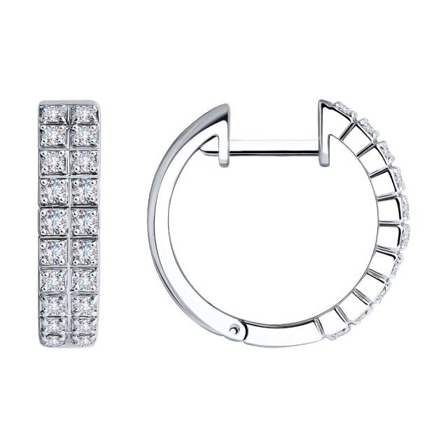 Серьги конго из белого золота с бриллиантами (046776)