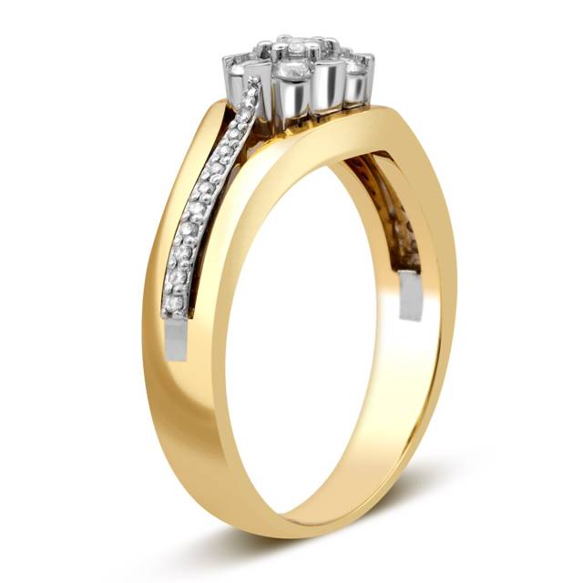 Помолвочное кольцо из комбинированного золота с бриллиантами (025372)