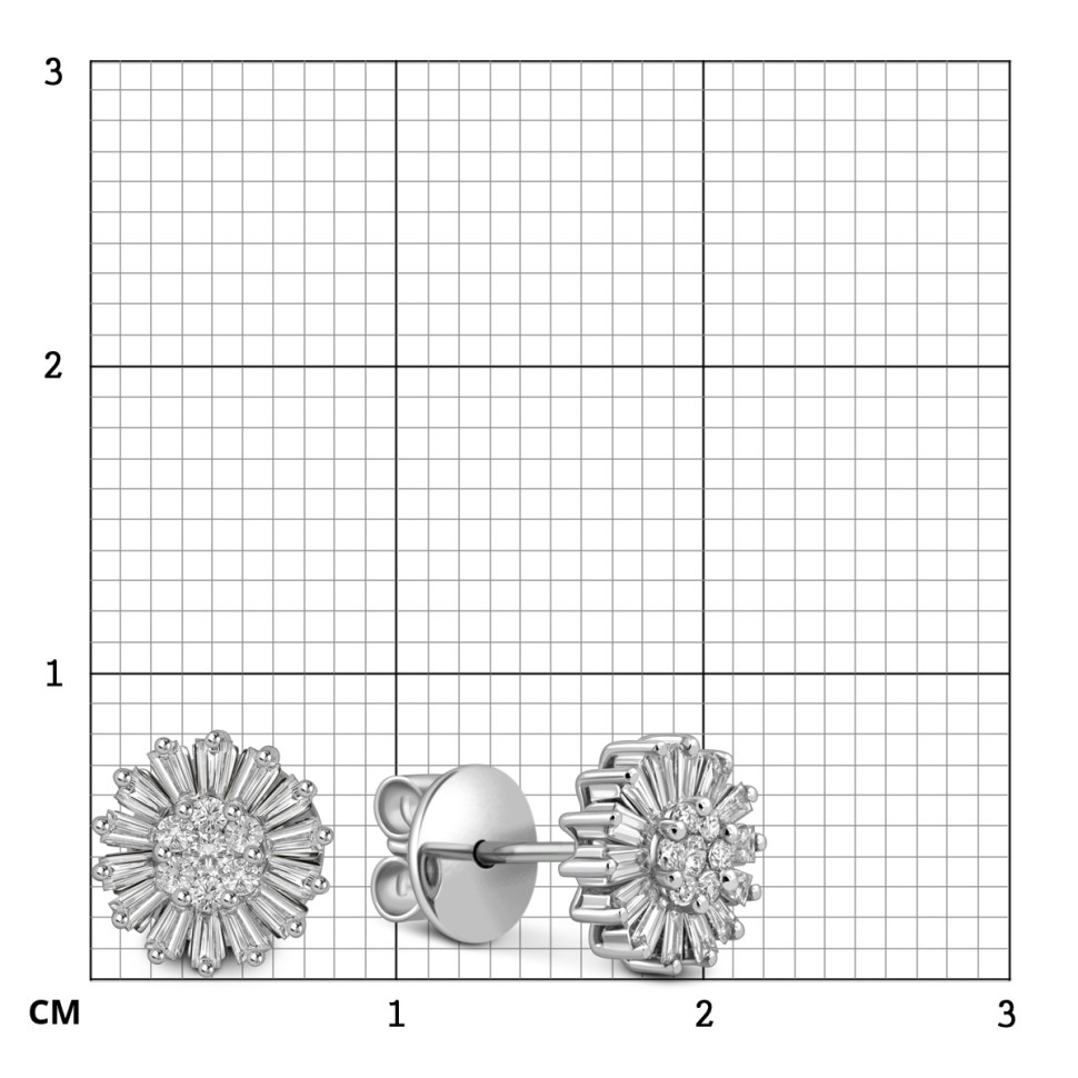 Серьги пусеты из белого золота с бриллиантами (057838)