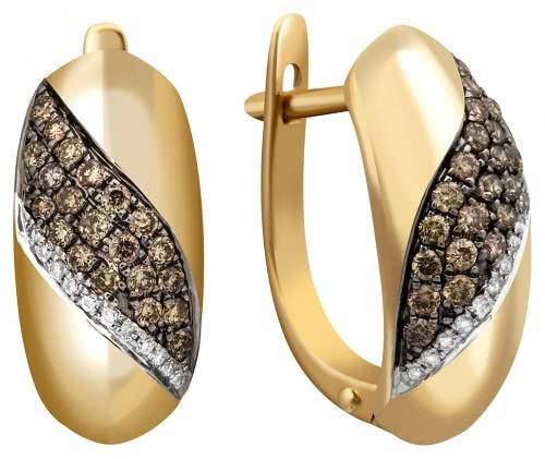 Серьги из жёлтого золота с бриллиантами