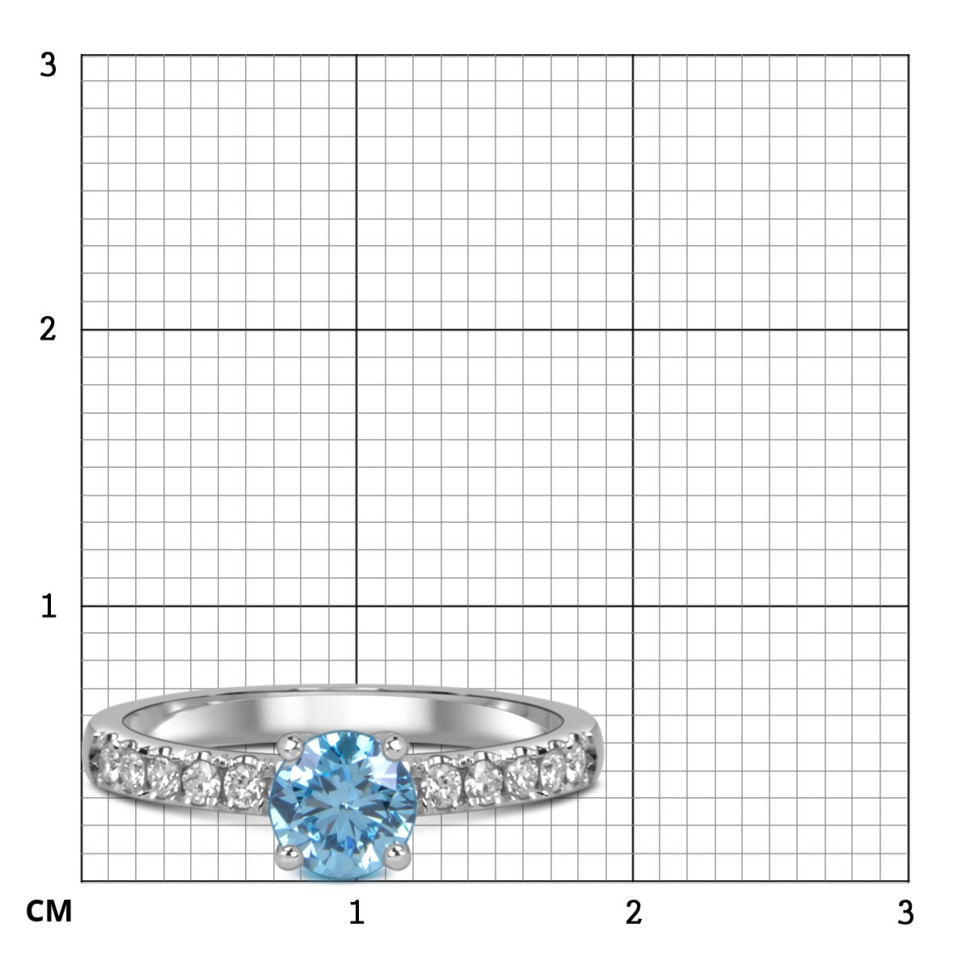 Помолвочное  кольцо из белого золота с голубым бриллиантом (060039)
