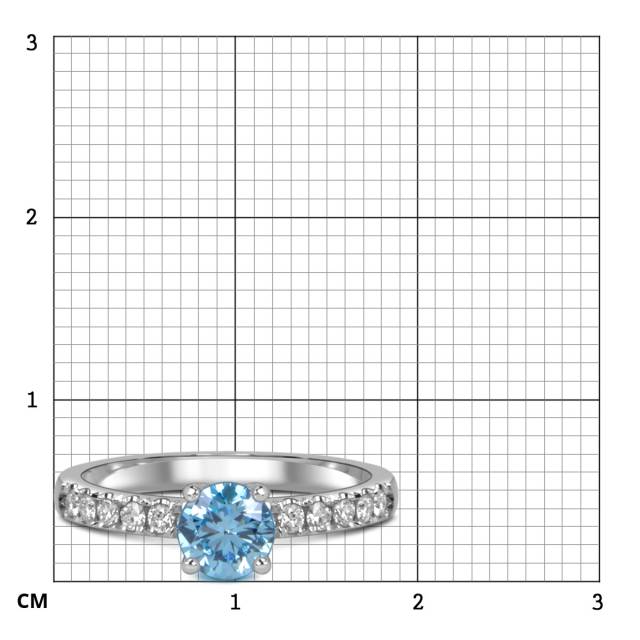 Помолвочное  кольцо из белого золота с голубым бриллиантом (060039)