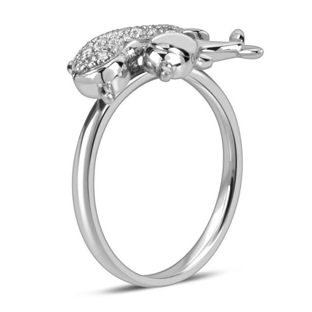 Кольцо из белого золота с бриллиантами "Дельфины" (016926)