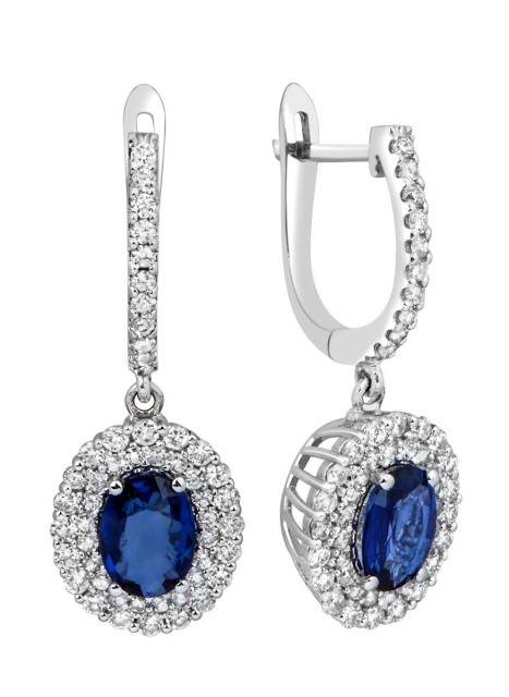 Серьги с сапфирами и бриллиантами из белого золота (014159)