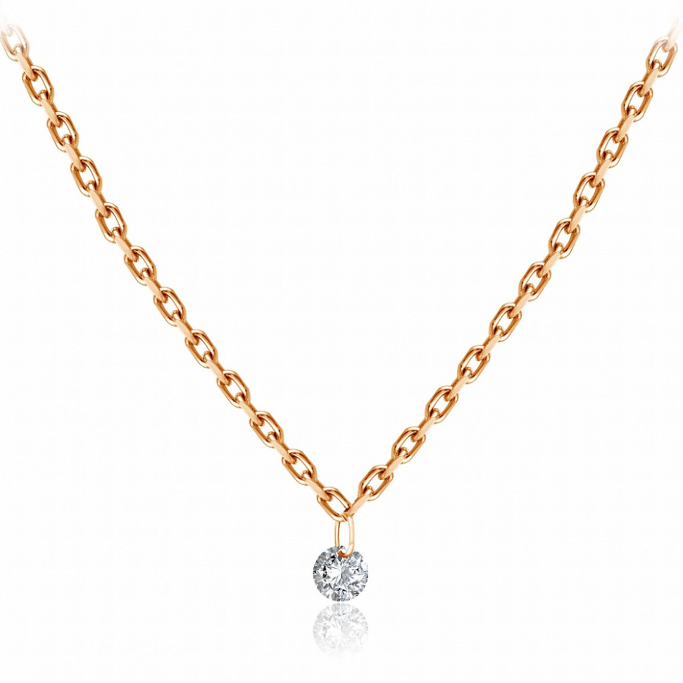 Колье из красного золота с бриллиантом (047745)