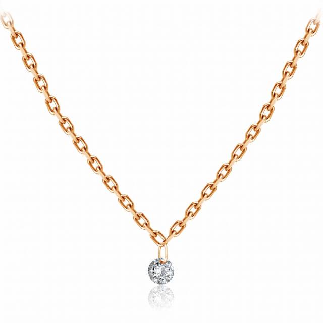 Колье из красного золота с бриллиантом (047745)