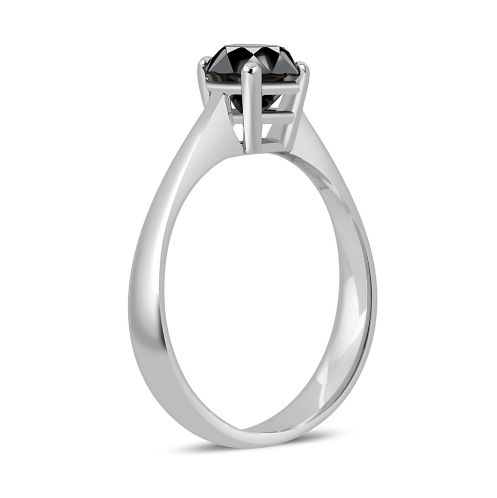 Помолвочное кольцо из белого золота с чёрным бриллиантом (047042)