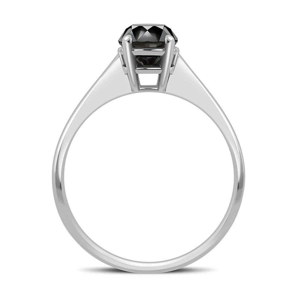 Помолвочное кольцо из белого золота с чёрным бриллиантом (047042)