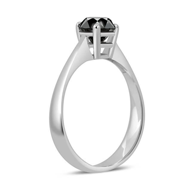 Помолвочное кольцо из белого золота с чёрным бриллиантом (047042)