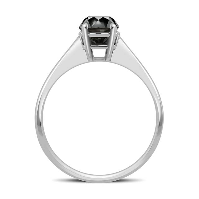 Помолвочное кольцо из белого золота с чёрным бриллиантом (047042)