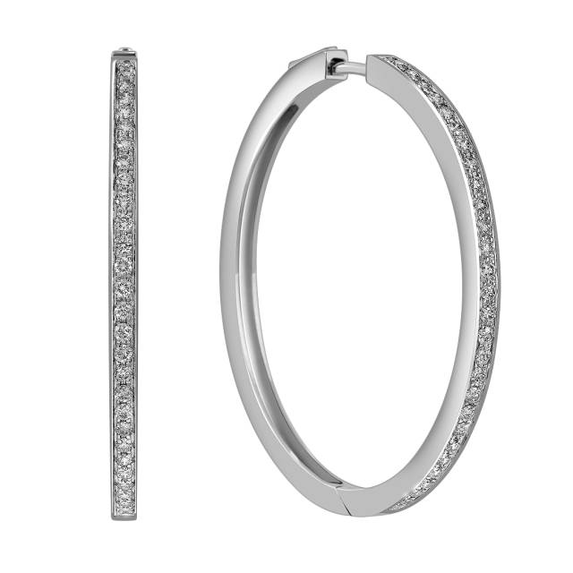 Серьги конго из белого золота с бриллиантами (051688)