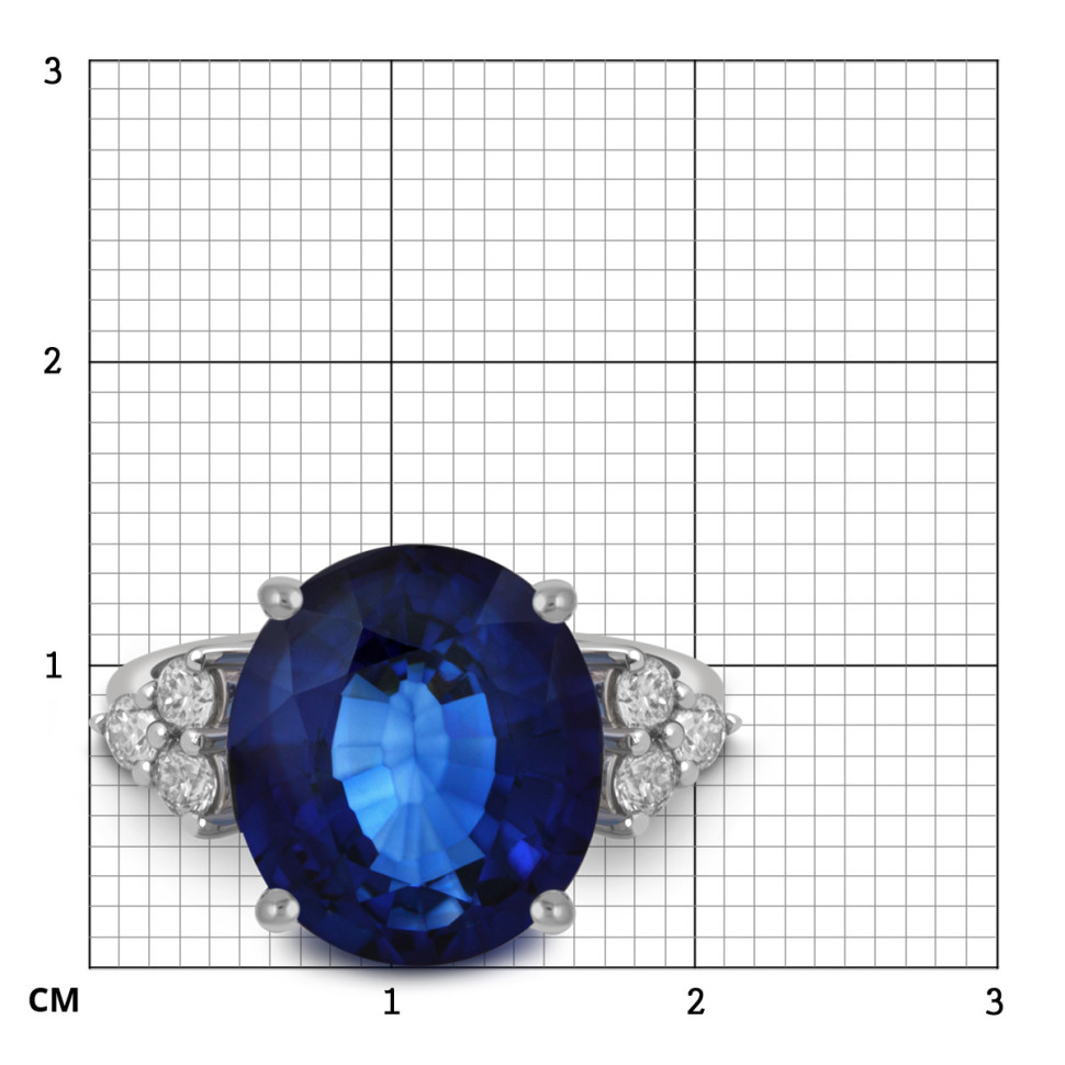 Кольцо из белого золота с бриллиантами и сапфиром (052736)