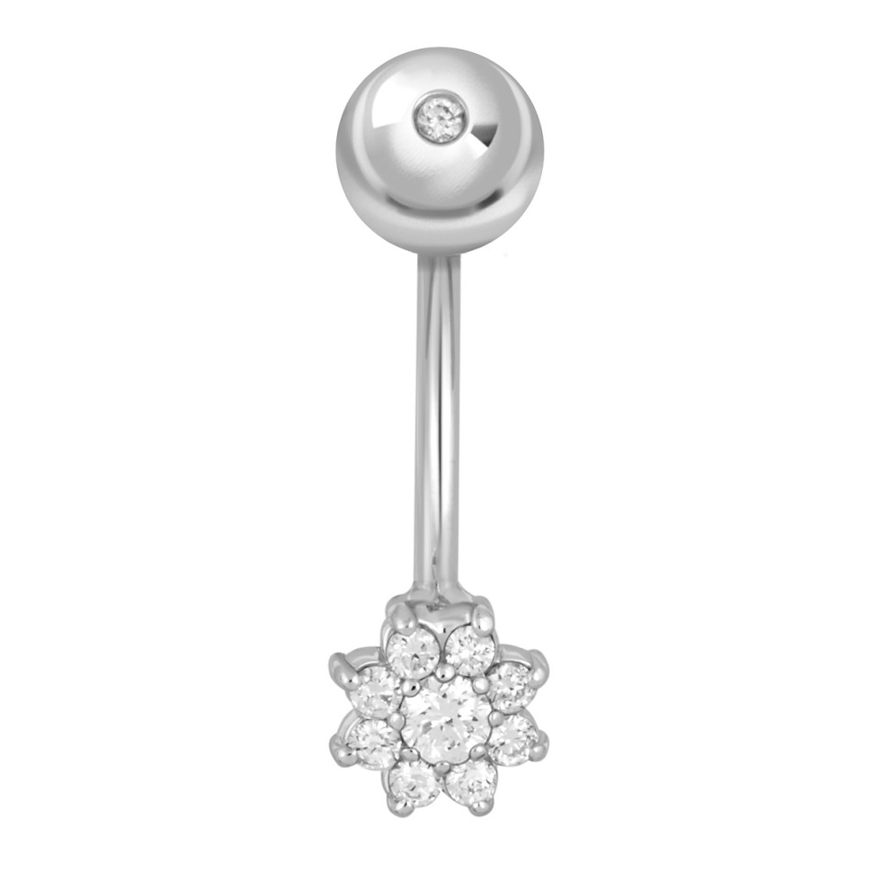 Пирсинг из белого золота с бриллиантами (038703)