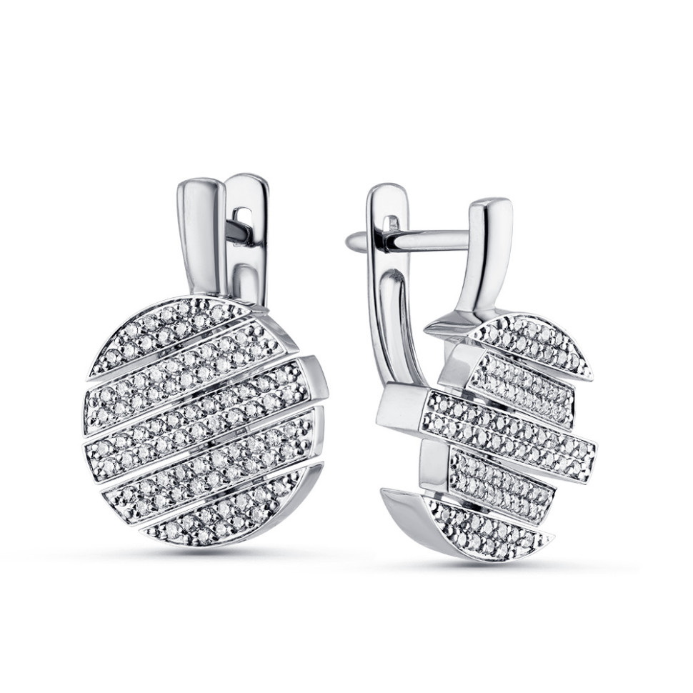 Серьги из белого золота с бриллиантами (055024)