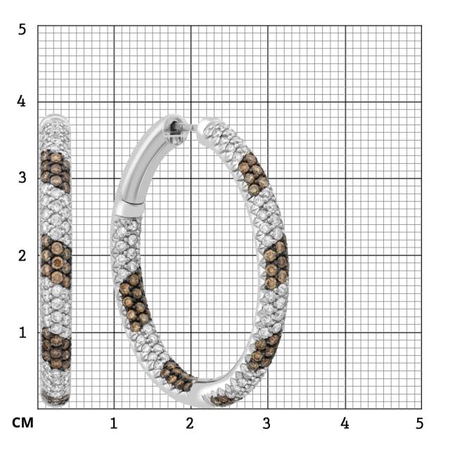 Серьги конго из белого золота с бриллиантами (015551)