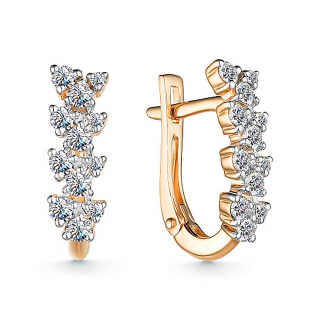 Серьги из красного золота с бриллиантами (053655)