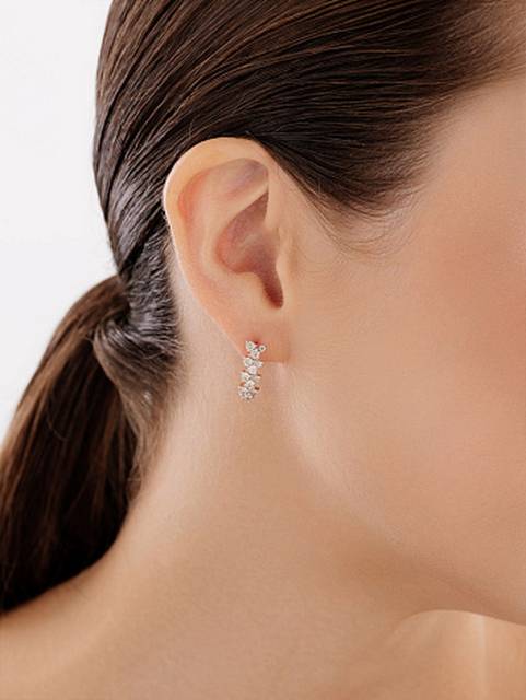 Серьги из красного золота с бриллиантами (053655)