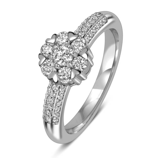 Помолвочное кольцо из белого золота с бриллиантами (054161)