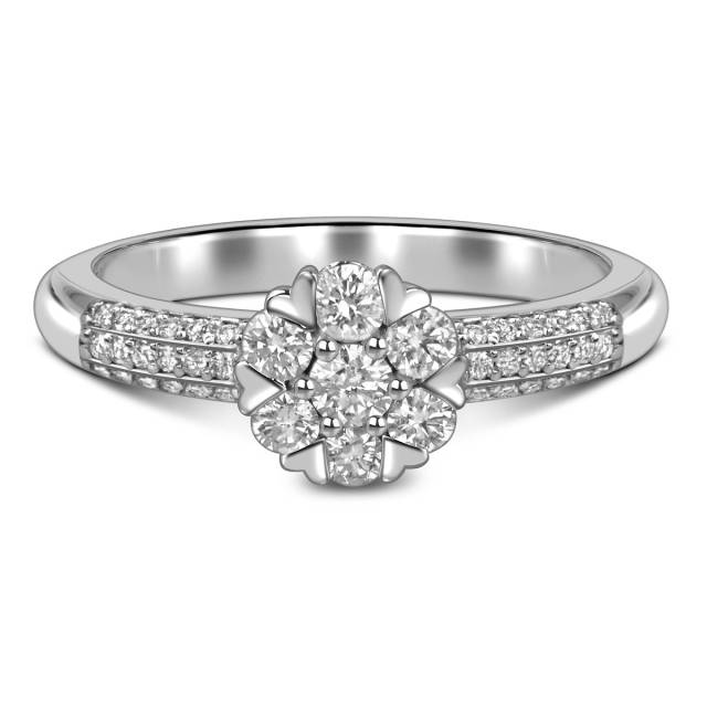 Помолвочное кольцо из белого золота с бриллиантами (054161)