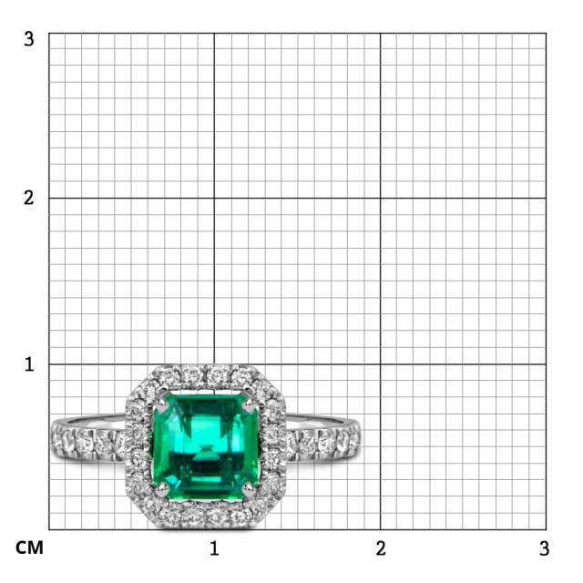 Кольцо из белого золота с бриллиантами и изумрудом (059379)