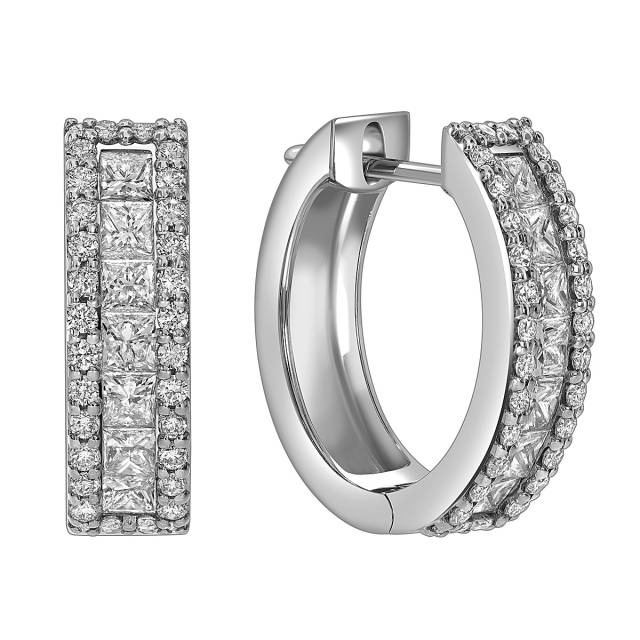 Серьги конго из белого золота с бриллиантами  (059909)