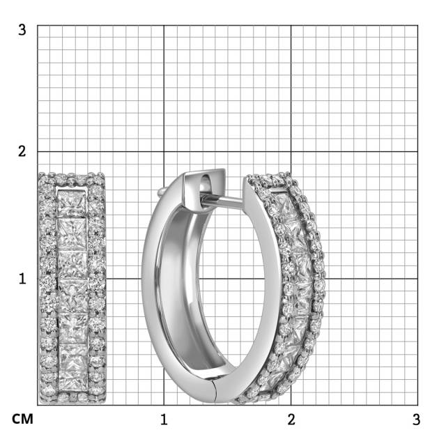 Серьги конго из белого золота с бриллиантами  (059909)