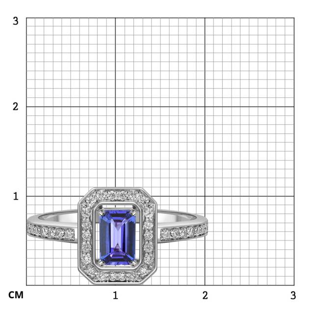 Кольцо из белого золота с бриллиантами и танзанитом (061554)