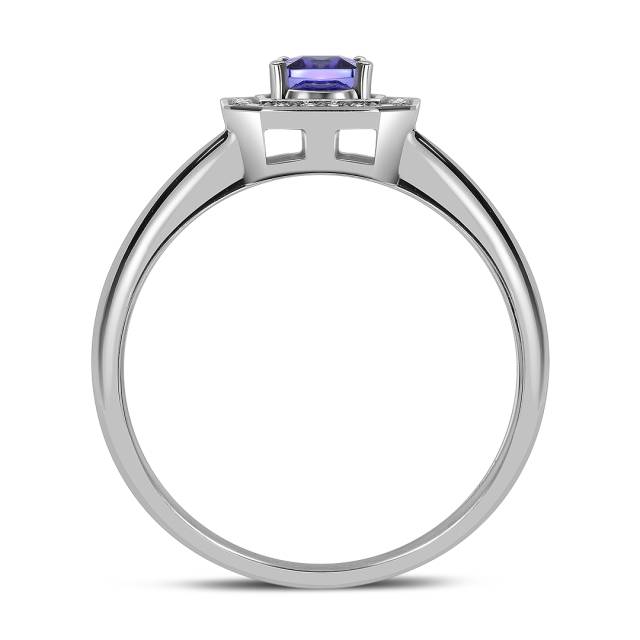 Кольцо из белого золота с бриллиантами и танзанитом (061554)