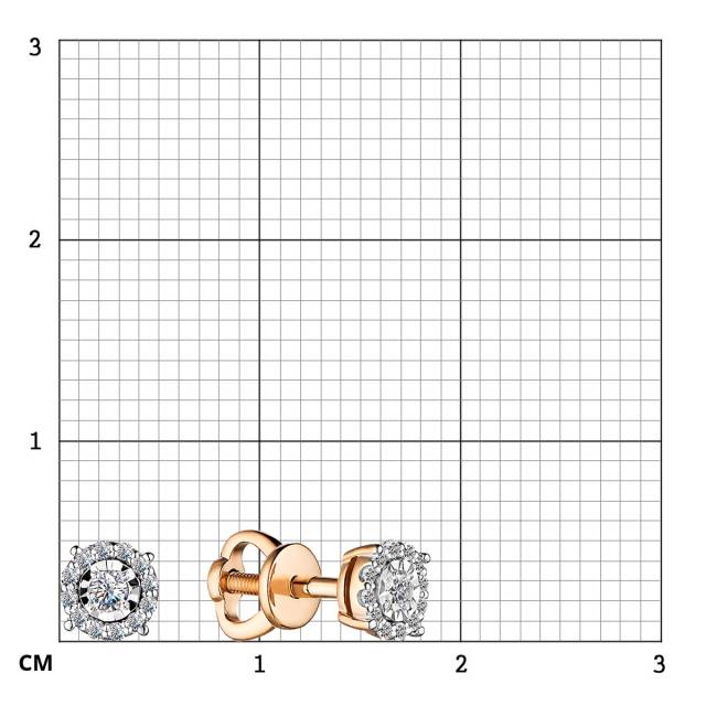 Серьги пусеты из красного золота с бриллиантами (055176)