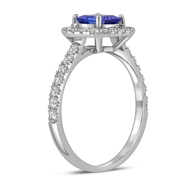 Кольцо из белого золота с бриллиантами и танзанитом (055652)