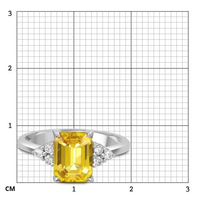 Кольцо из белого золота с бриллиантами и жёлтым сапфиром (051780)