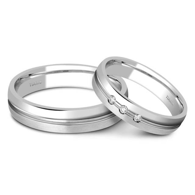 Обручальное кольцо из белого золота TIAMO (000065)