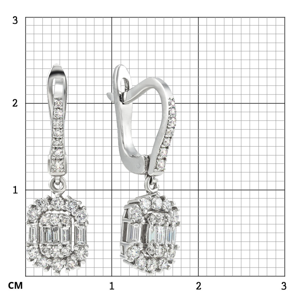 Серьги из белого золота с бриллиантами (052293)