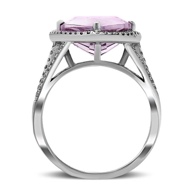 Кольцо из белого золота с бриллиантами и аметистом (021085)