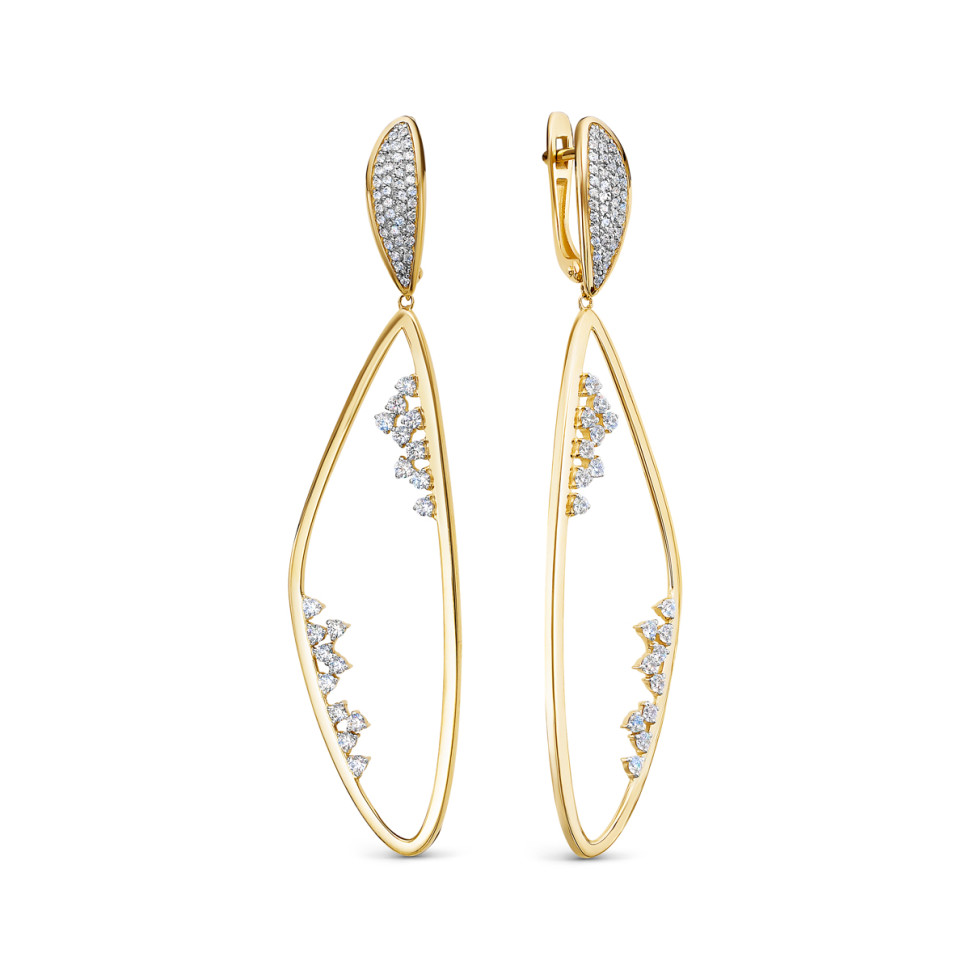 Серьги из жёлтого золота с бриллиантами (048403)