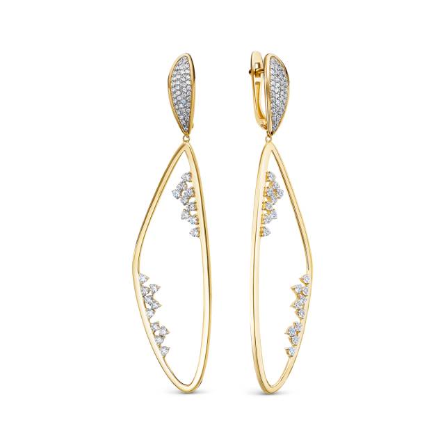 Серьги из жёлтого золота с бриллиантами (048403)