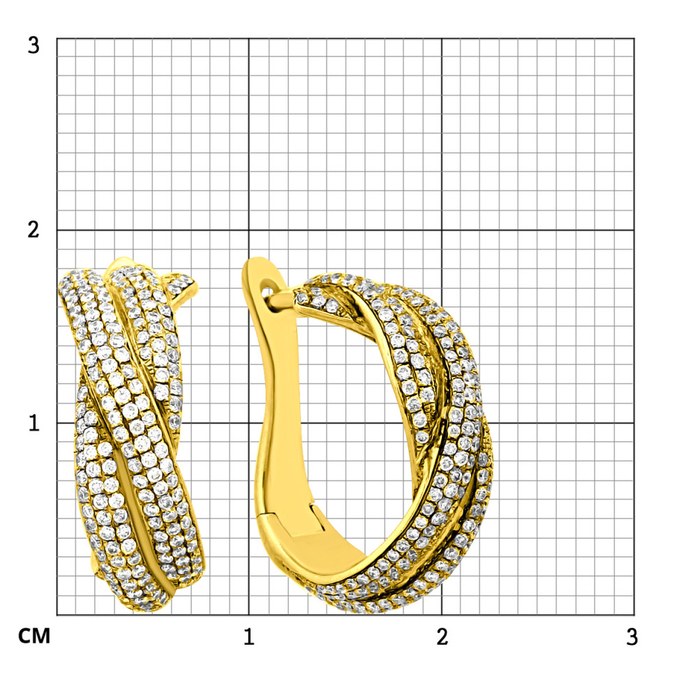 Серьги из жёлтого золота с бриллиантами (027448)