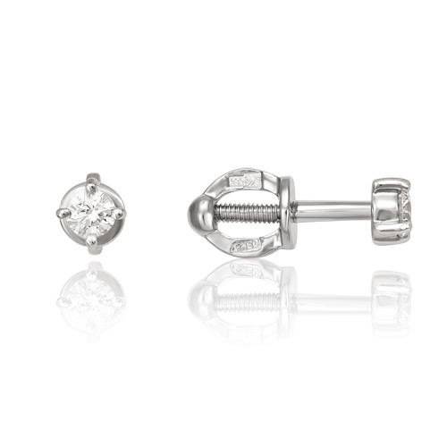 Серьги пусеты из белого золота с бриллиантами (052834)