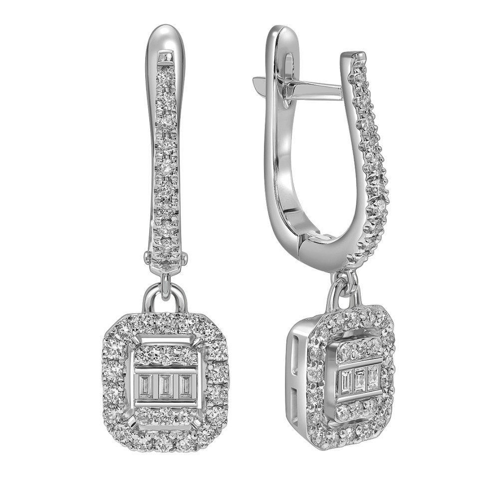 Серьги из белого золота с бриллиантами (060302)